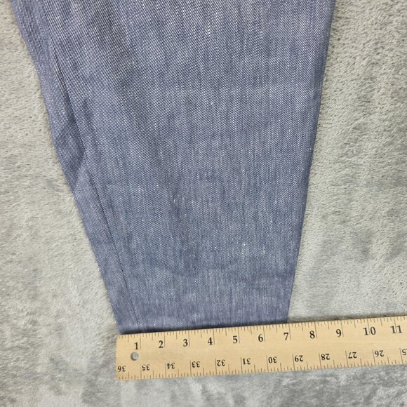 Express Pants Womens Size 12R Blue Ankle High Rise Belted Linen Blend Tapered - Picture 6 of 14